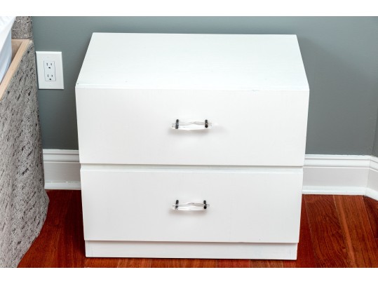 Pair Of White Nightstands With Lucite Pulls