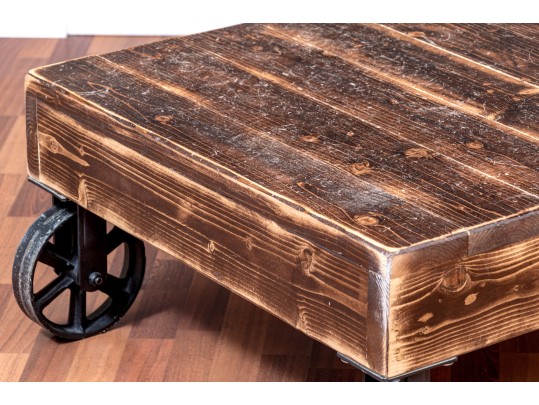 Awesome Vintage Rail Cart Style Cocktail Table