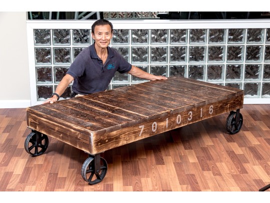 Awesome Vintage Rail Cart Style Cocktail Table