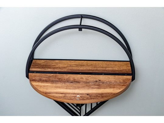 Wall Mounted Headboard, Accent Pedestal Table And Wall Mounted Shelf