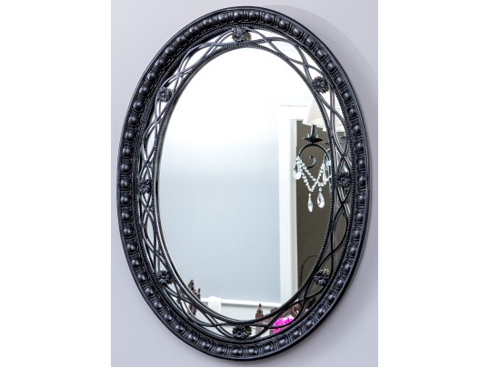 Ebonised Oval Framed Mirror