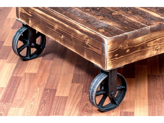 Awesome Vintage Rail Cart Style Cocktail Table
