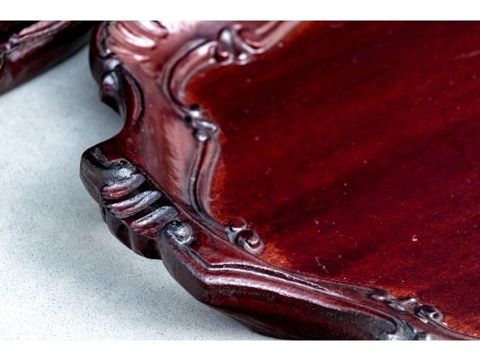 Set Of Eight Neiman Marcus Carved Wood Serving Trays