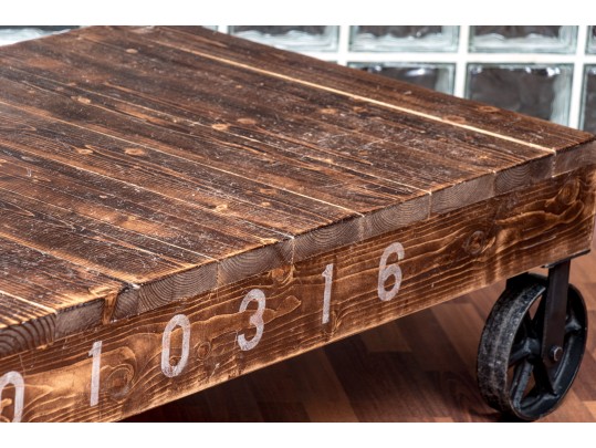 Awesome Vintage Rail Cart Style Cocktail Table