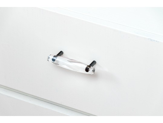 Pair Of White Nightstands With Lucite Pulls