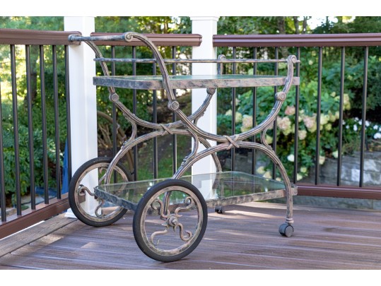 Cast Classics Bar Cart With Two Glass Shelves