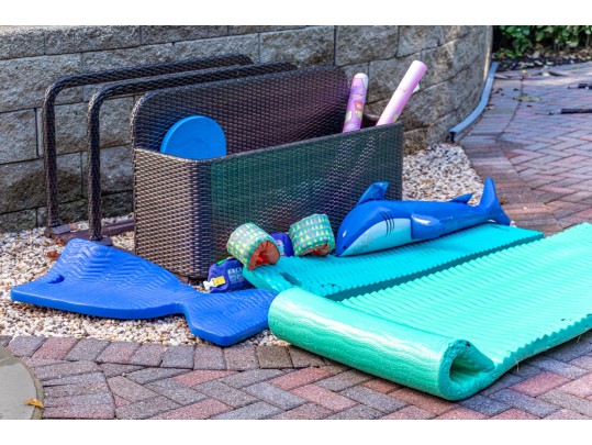 Resin Wicker Pool Caddy, Probably Frontgate 