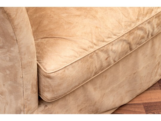 Custom Suede Upholstered Settee
