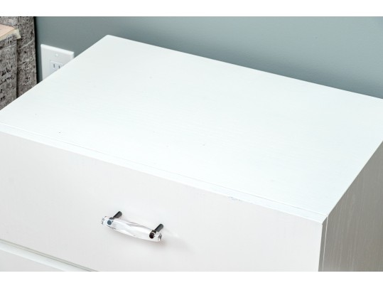 Pair Of White Nightstands With Lucite Pulls