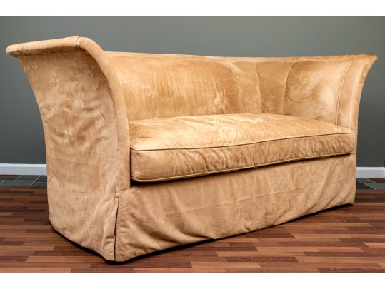 Custom Suede Upholstered Settee