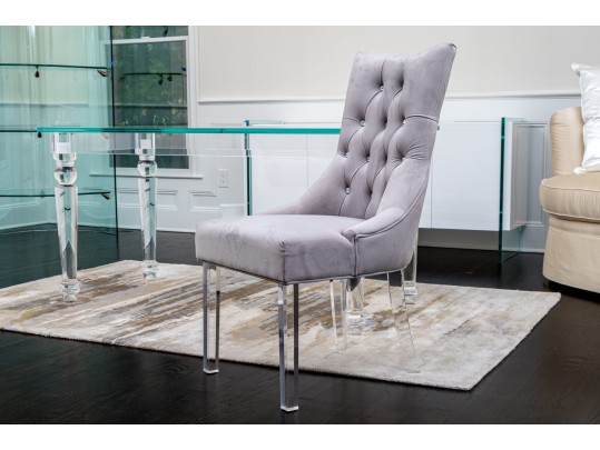 Lavish Upholstered Side Chair On Lucite Legs