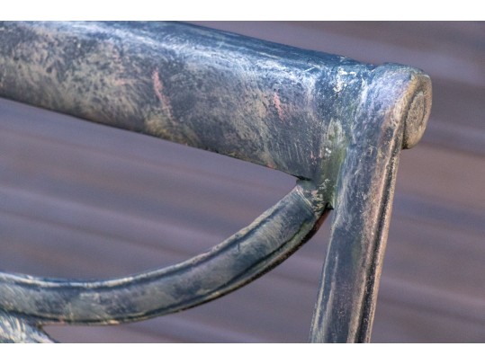 Composite Twin Pedestal Table With Six Cast Classics Aluminum Chairs