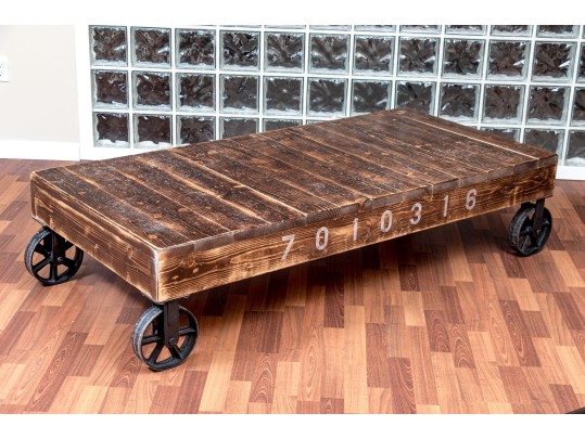 Awesome Vintage Rail Cart Style Cocktail Table