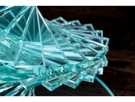 Set Of Two Exceptional Glass Pedestal Tables