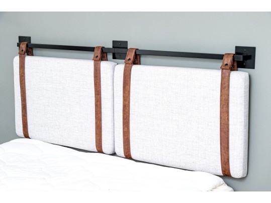 Wall Mounted Headboard, Accent Pedestal Table And Wall Mounted Shelf