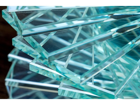 Set Of Two Exceptional Glass Pedestal Tables