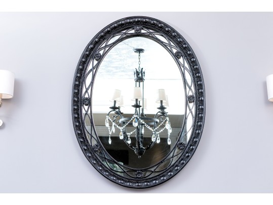 Ebonised Oval Framed Mirror