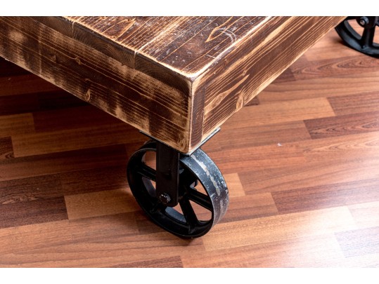 Awesome Vintage Rail Cart Style Cocktail Table