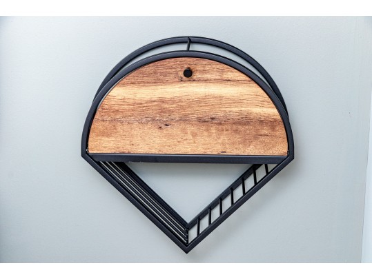 Wall Mounted Headboard, Accent Pedestal Table And Wall Mounted Shelf