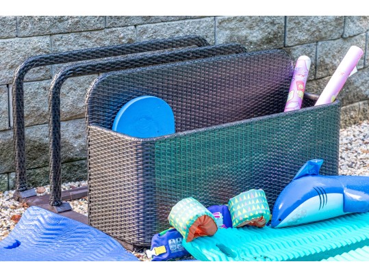 Resin Wicker Pool Caddy, Probably Frontgate 