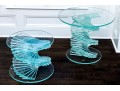 Set Of Two Exceptional Glass Pedestal Tables