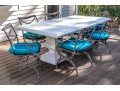 Composite Twin Pedestal Table With Six Cast Classics Aluminum Chairs