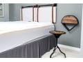 Wall Mounted Headboard, Accent Pedestal Table And Wall Mounted Shelf