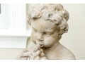 Pair Of Cast Stone Neoclassical Putti With Grape Clusters