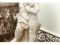 Pair Of Cast Stone Neoclassical Putti With Grape Clusters