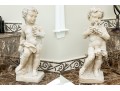 Pair Of Cast Stone Neoclassical Putti With Grape Clusters