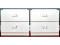 Pair Of White Nightstands With Lucite Pulls