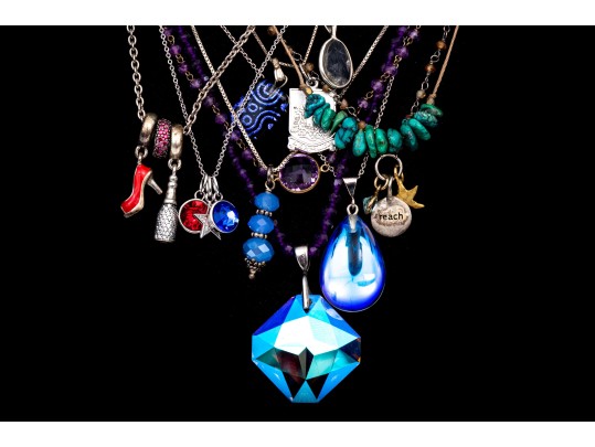 Sterling Silver Collection Of Ten Necklaces, Including Pandora