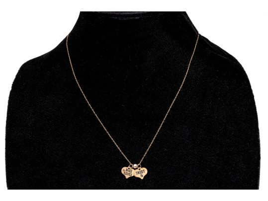 10k Yellow Gold Delicate Heart Motif Inspirational Charm Necklace, 