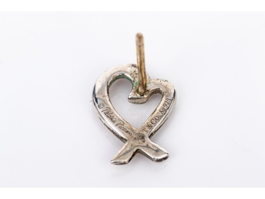 Tiffany & Co. Sterling Silver Paloma Picasso Open Heart Ribbon Stud Earrings