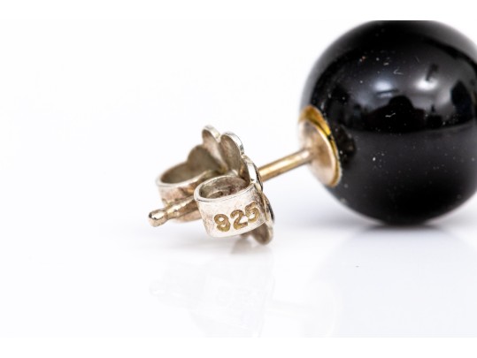 Tiffany & Co. Sterling Silver Classic 10mm Black Onyx Ball Stud Earrings