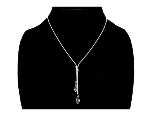 Swarovski Crystal Snake Chain And Briolette Crystal Set Necklace With Matching Earrings