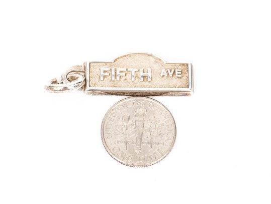 Tiffany & Co. Sterling Silver Iconic Fifth Avenue NYC Street Sign Charm