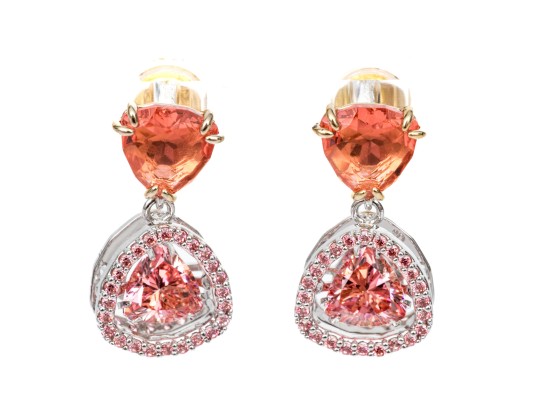 Swarovski Trillion Crystal Halo Drop Pendant Earrings, With Box