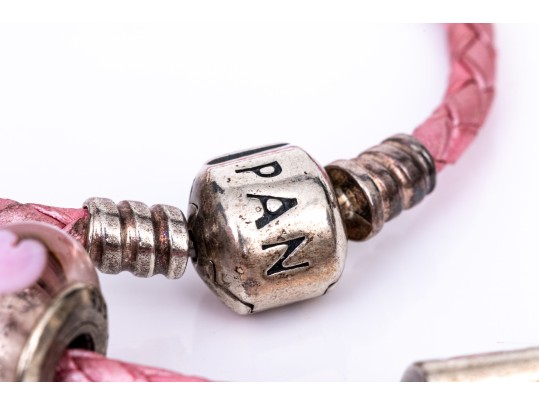Pandora Sterling Silver Pretty Love And Romance Themed Bracelet, On A Pink Double Tour Cord