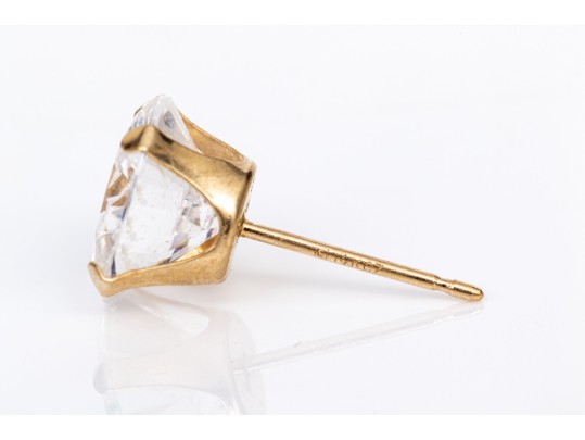 14k Yellow Gold 8mm CZ Solitaire Stud Earrings