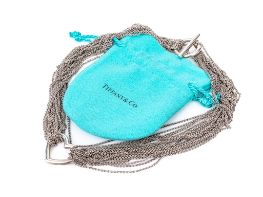 Tiffany & Co. Sterling Silver Chunky Multi Strand Curb Link Open Heart Choker
