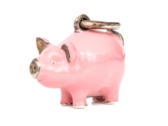 Tiffany & Co. Sterling Silver Adorable Pink Enamel Pig Charm