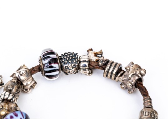 Pandora Sterling Silver Charming Animal Life Bracelet, On Woven Cord.