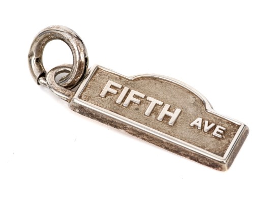 Tiffany & Co. Sterling Silver Iconic Fifth Avenue NYC Street Sign Charm