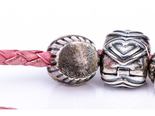 Pandora Sterling Silver Pretty Love And Romance Themed Bracelet, On A Pink Double Tour Cord