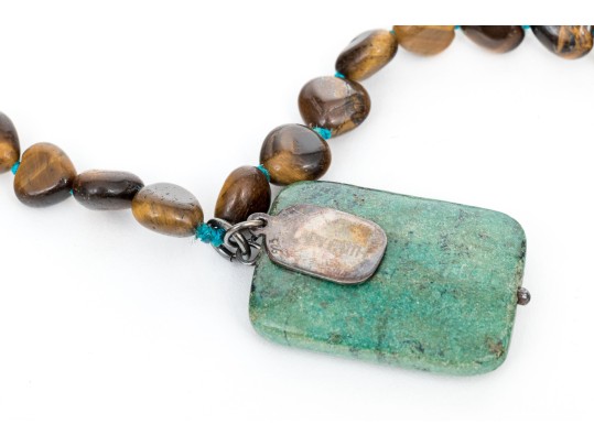 Collection Of Two Tigers Eye, One Quartz And One Cultured Freshwater Pearl Necklaces