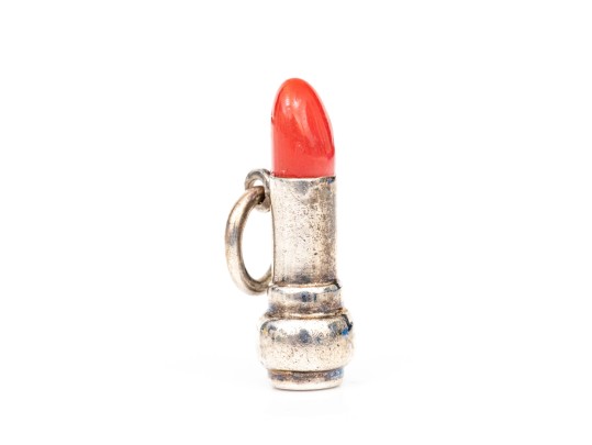 Tiffany & Co. Sterling Silver Fabulous Red Enamel Accented Lipstick Charm