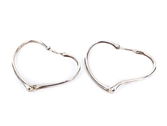 Tiffany & Co. Sterling Silver Elsa Peretti Fabulous Open Heart Hoop Earrings