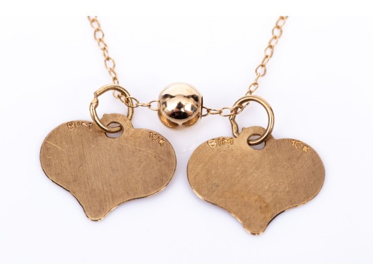 10k Yellow Gold Delicate Heart Motif Inspirational Charm Necklace, 