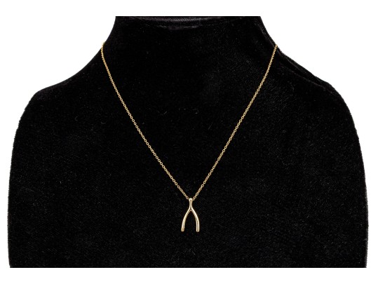 Sterling Silver Vermeil Wishbone Motif Necklace, With Chain